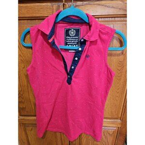 Womens Size Medium Pink Ariat Sleeveless Polka Dot Shirt